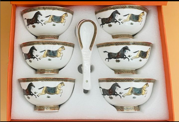  Set of six Porcelain Bowls from Hermes - Image 4 of 6